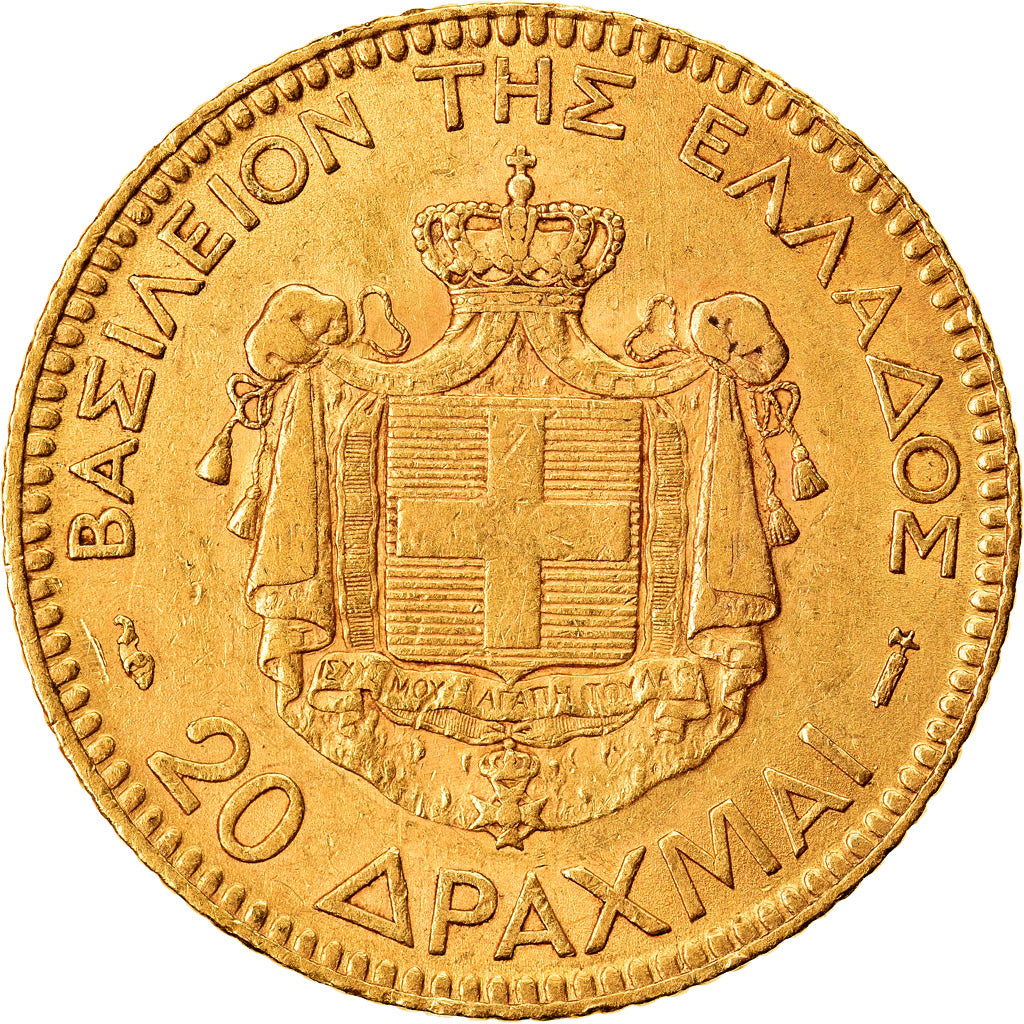 Coin, Greece, George I, 20 Drachmai, 1884, Paris, AU(55-58), Gold, KM:56