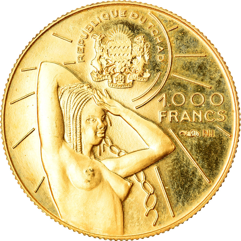 Münze, Chad, 1000 Francs, 1970, STGL, Gold, KM:8