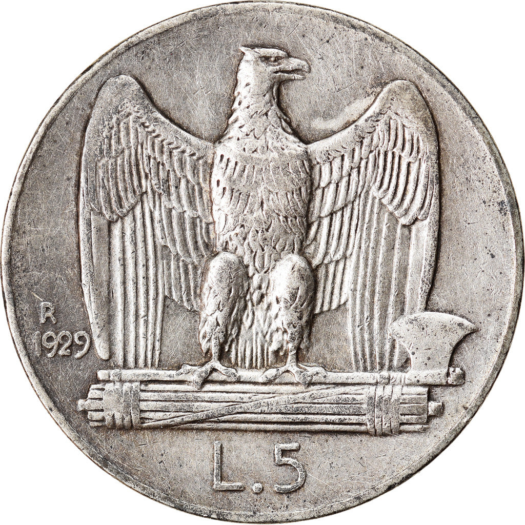 Moneta, Italia, Vittorio Emanuele III, 5 Lire, 1929, Rome, BB, Argento, KM:67.2