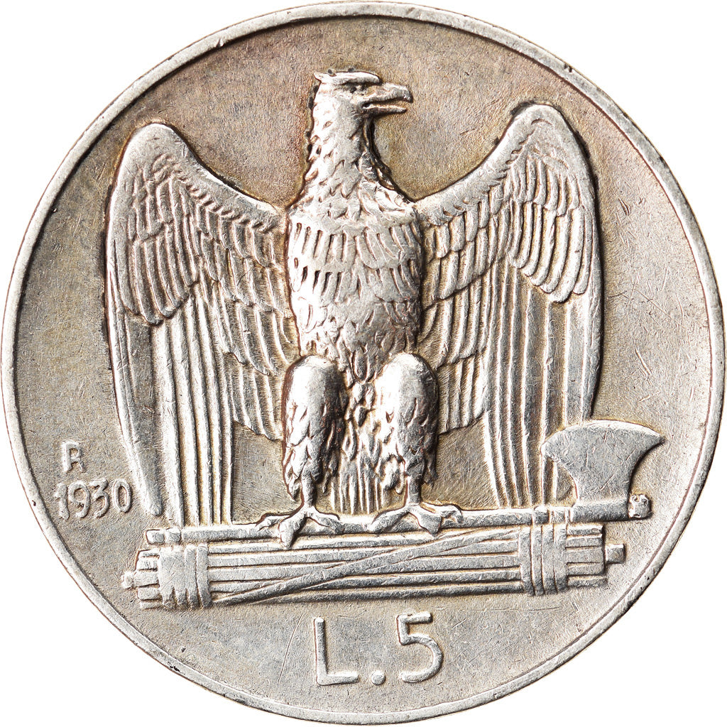 Coin, Italy, Vittorio Emanuele III, 5 Lire, 1930, Rome, VF(30-35), Silver