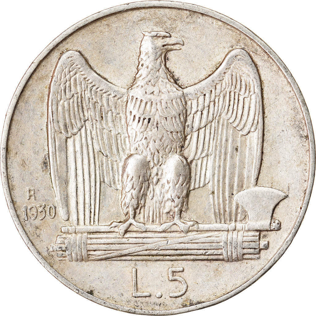 Coin, Italy, Vittorio Emanuele III, 5 Lire, 1930, Rome, AU(50-53), Silver