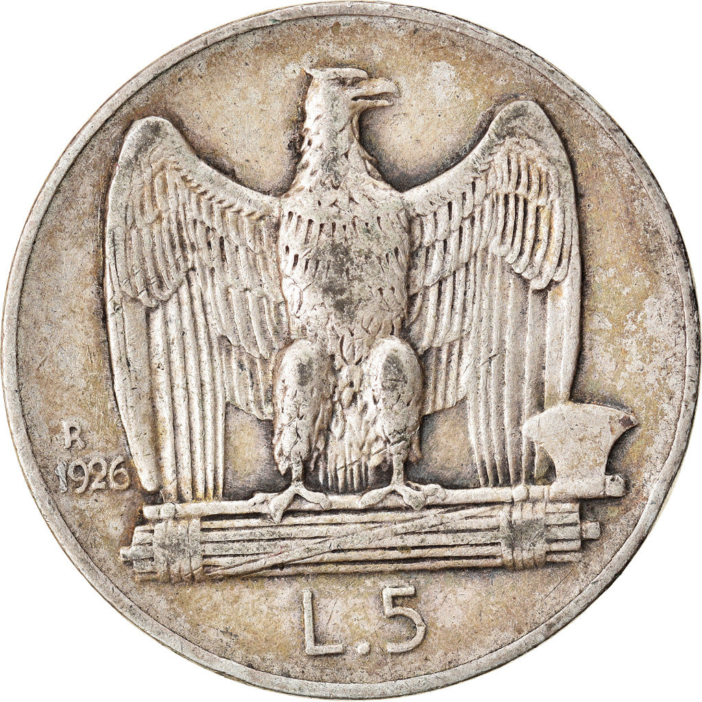 Coin, Italy, Vittorio Emanuele III, 5 Lire, 1926, Rome, VF(30-35), Silver