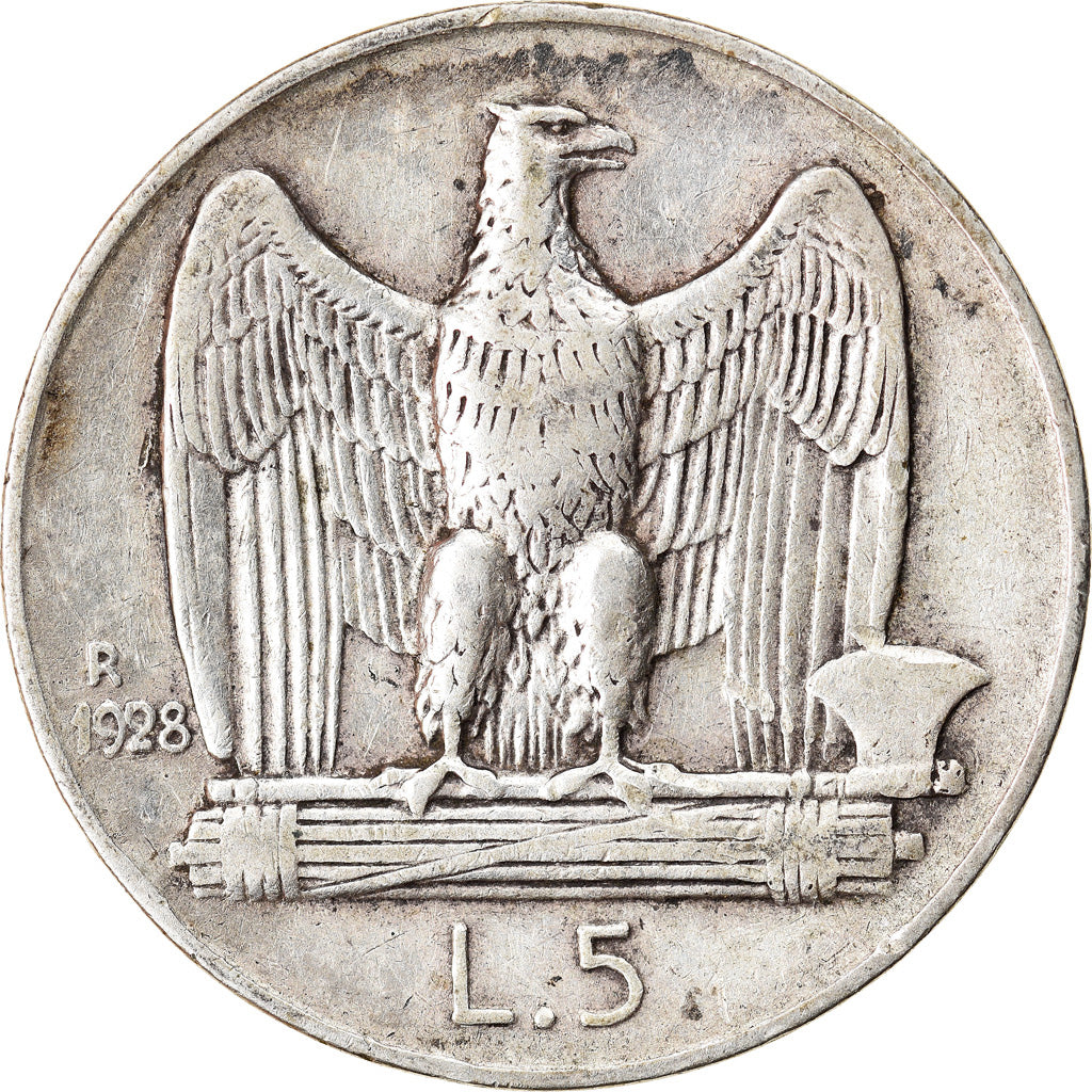 Coin, Italy, Vittorio Emanuele III, 5 Lire, 1926, Rome, VF(30-35), Silver