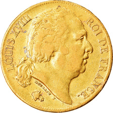 Moeda, França, Louis XVIII, Louis XVIII, 20 Francs, 1819, Paris, EF(40-45)