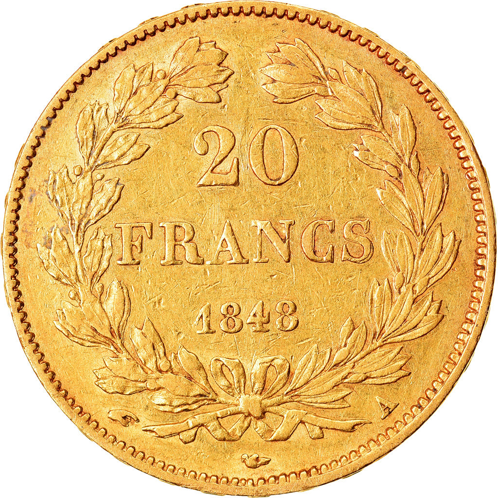 Moeda, França, Louis-Philippe, 20 Francs, 1848, Paris, AU(50-53), Dourado