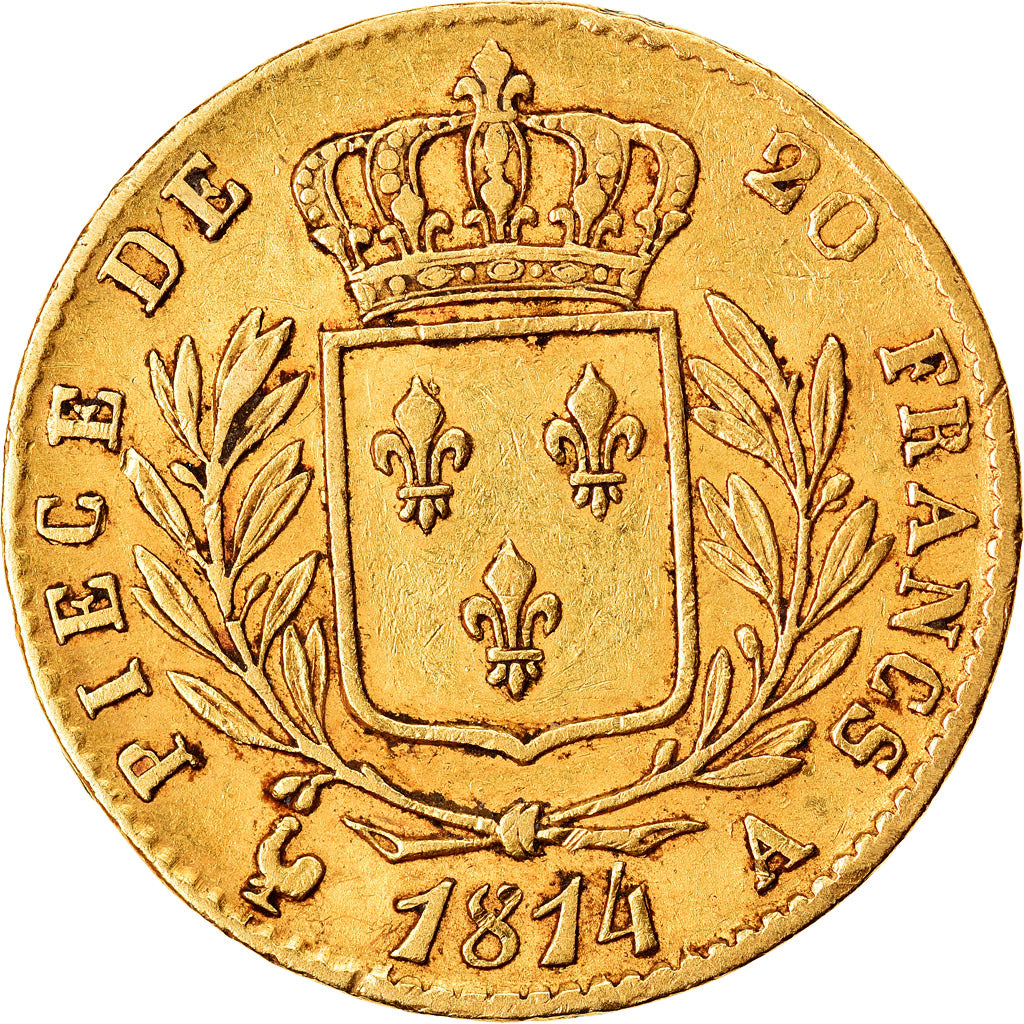 Moneta, Francja, Louis XVIII, Louis XVIII, 20 Francs, 1814, Paris, EF(40-45)