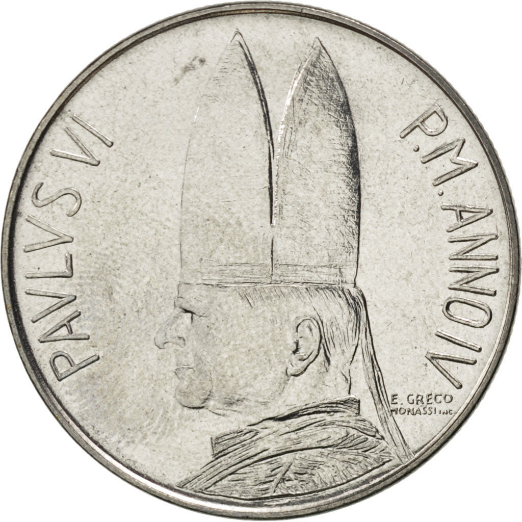 Coin, VATICAN CITY, Paul VI, 100 Lire, 1966, MS(63), Stainless Steel, KM:90