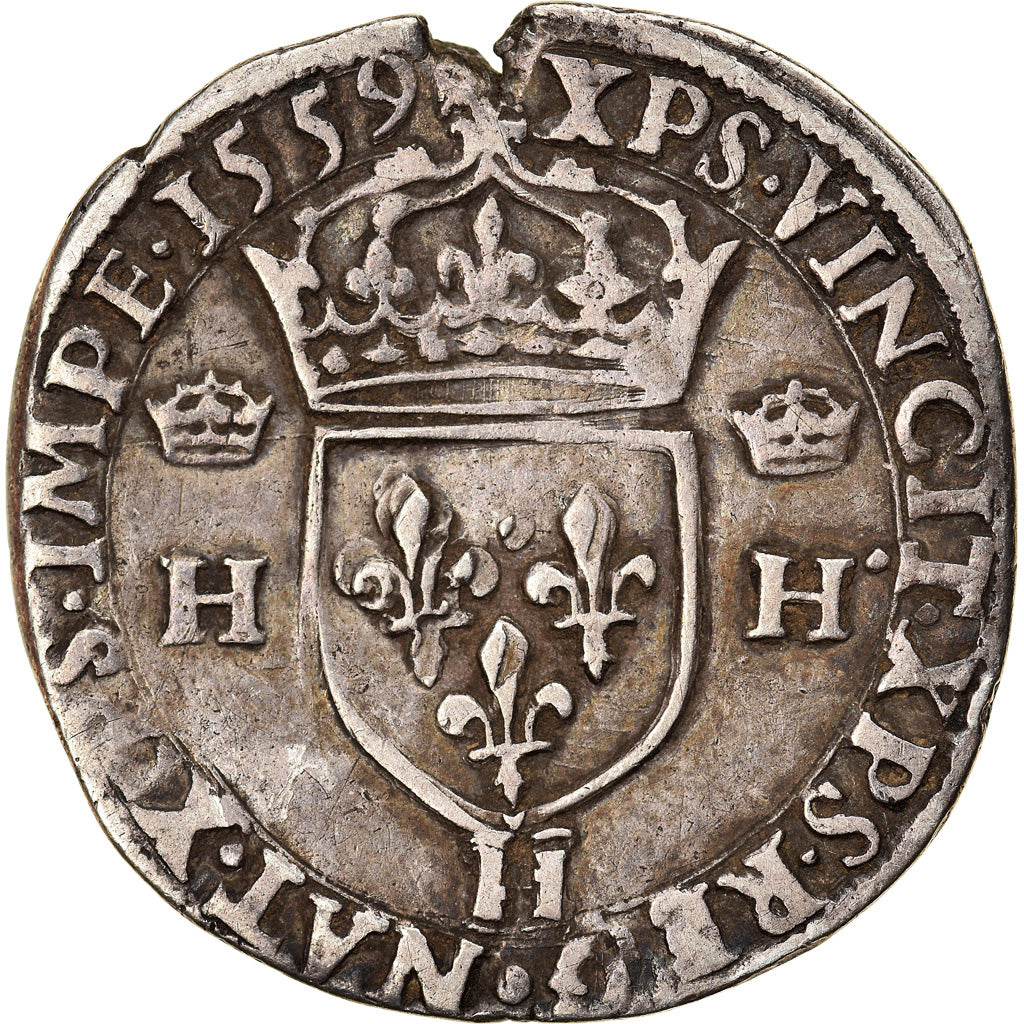 Monnaie, France, Henri II, Teston, 1559, La Rochelle, TB, Argent, Sombart:4558