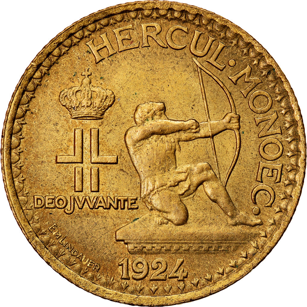 Coin, Monaco, Louis II, Franc, 1924, Poissy, AU(55-58), Aluminum-Bronze, KM:111