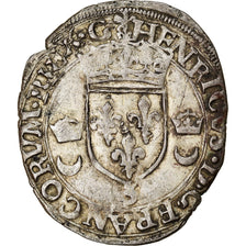 Moeda, França, Henri II, Douzain aux croissants, 1550, Grenoble, EF(40-45)