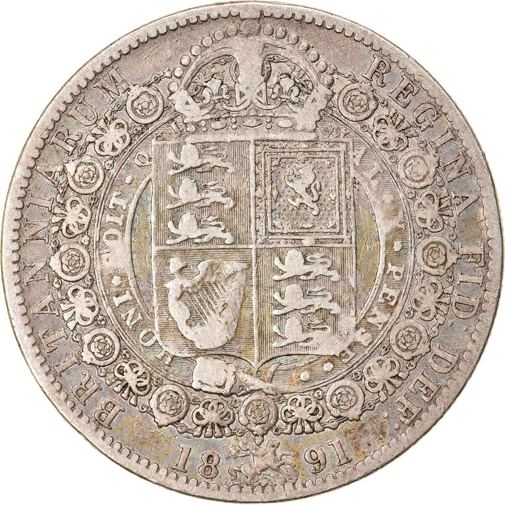 Coin, Great Britain, Victoria, 1/2 Crown, 1891, London, VF(30-35), Silver
