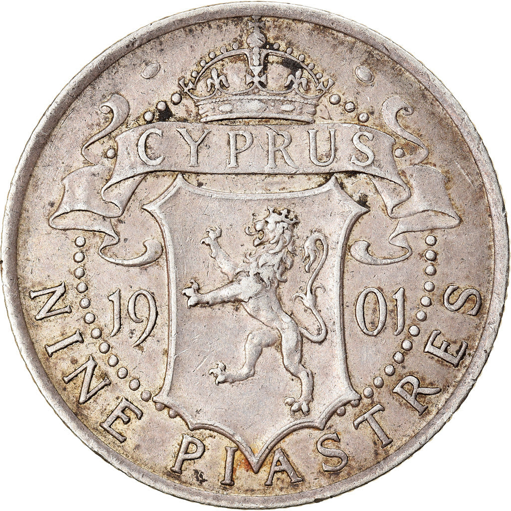 Münze, Zypern, 9 Piastres, 1901, VZ, Silber, KM:6