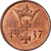 Münze, DANZIG, Pfennig, 1937, Warsaw, UNZ, Bronze, KM:140