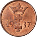 Moneda, DANZIG, Pfennig, 1937, Warsaw, SC, Bronce, KM:140