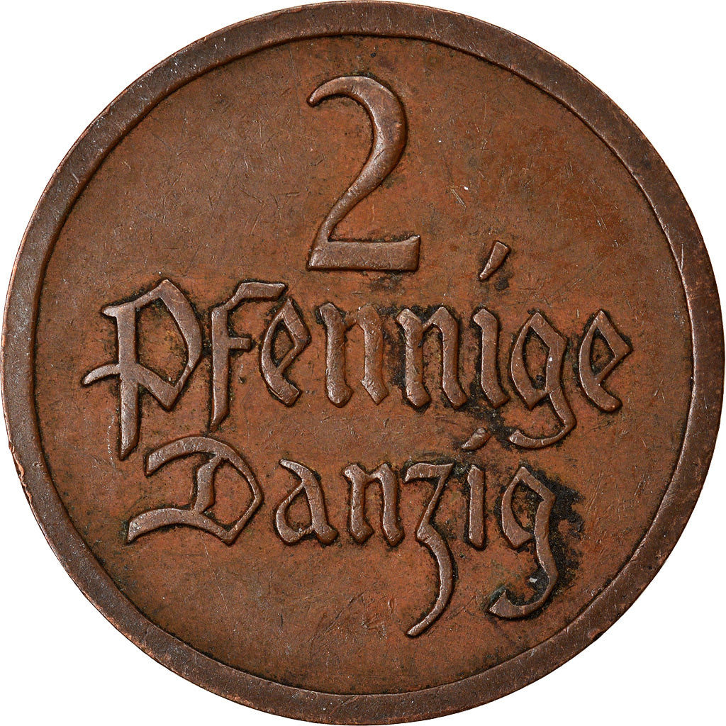 Coin, DANZIG, 2 Pfennig, 1926, EF(40-45), Bronze, KM:141