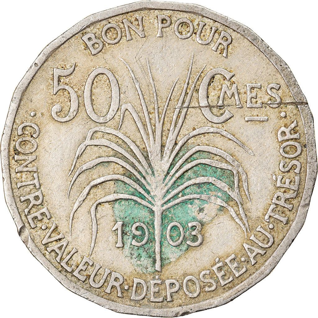 Moneta, Guadalupe, 50 Centimes, 1903, Paris, MB+, Rame-nichel, KM:45
