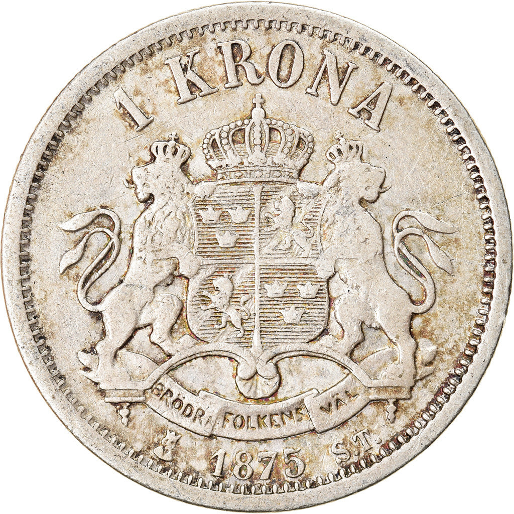 Coin, Sweden, Oscar II, Krona, 1875, VF(30-35), Silver, KM:741