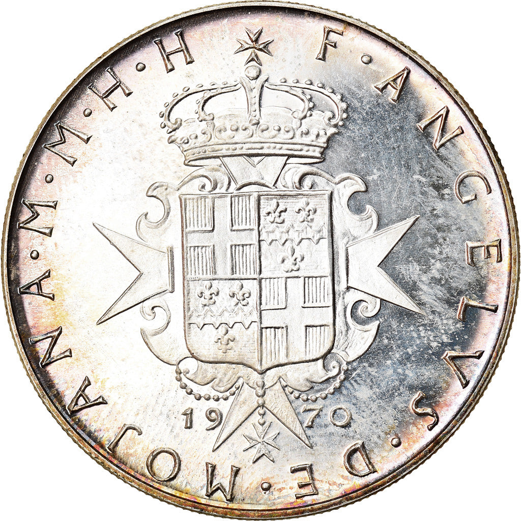 Coin, MALTA, ORDER OF, Angelo de Mojana di Cologna, 9 Tari, 1970, MS(63)