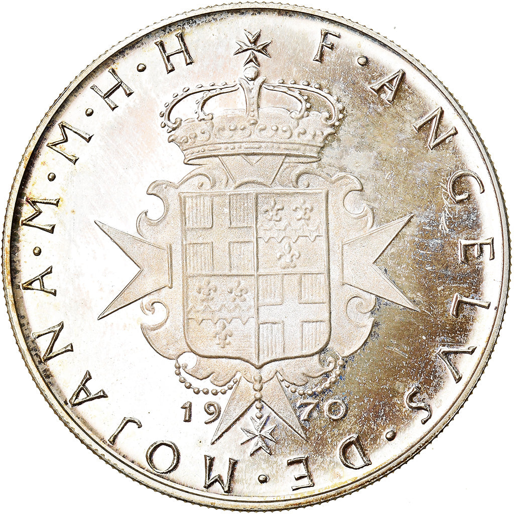 Coin, MALTA, ORDER OF, Angelo de Mojana di Cologna, 9 Tari, 1970, MS(63)