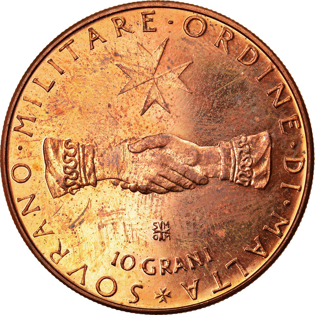 Coin, MALTA, ORDER OF, Angelo de Mojana di Cologna, 10 Grani, 1970, MS(63)