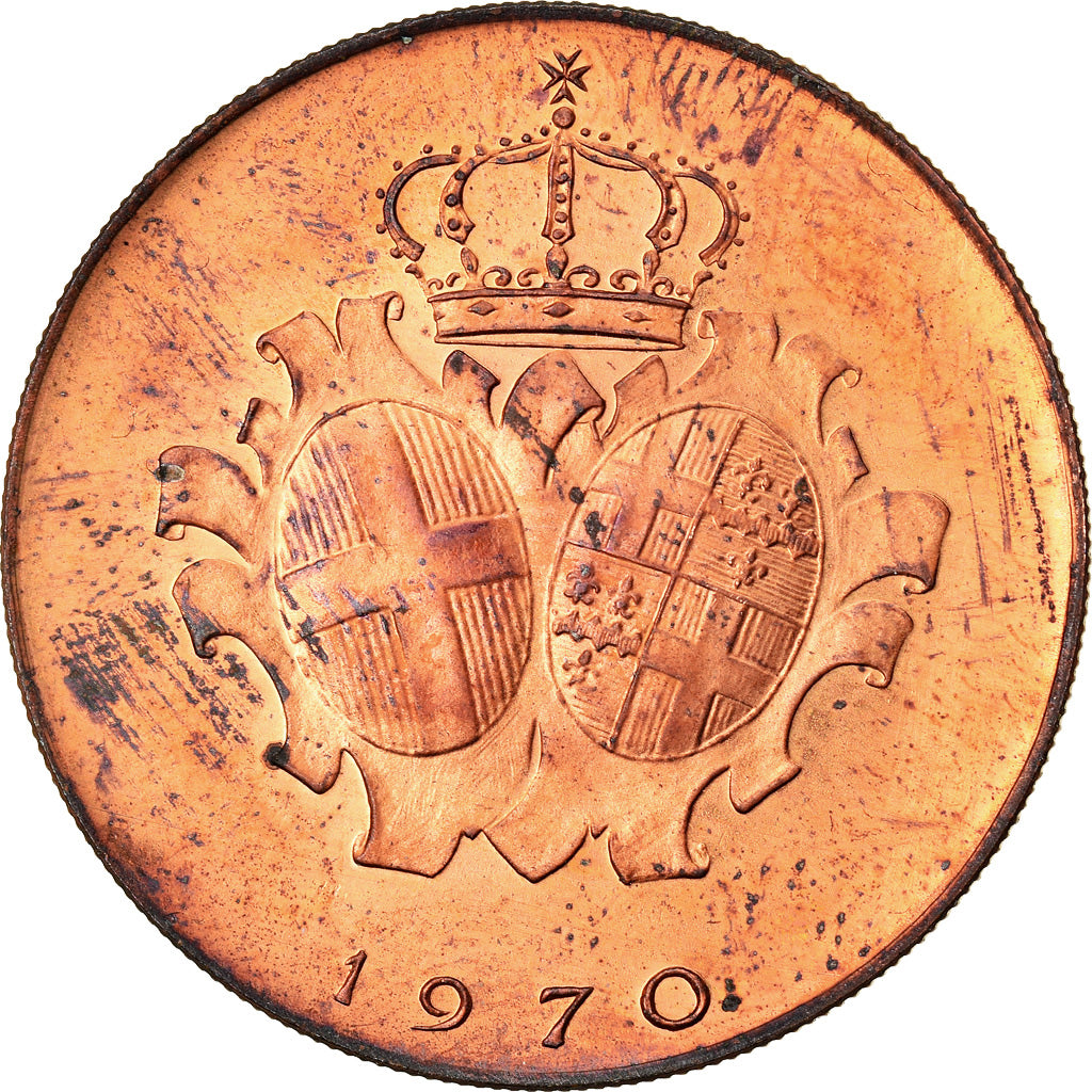 Coin, MALTA, ORDER OF, Angelo de Mojana di Cologna, 10 Grani, 1970, MS(63)
