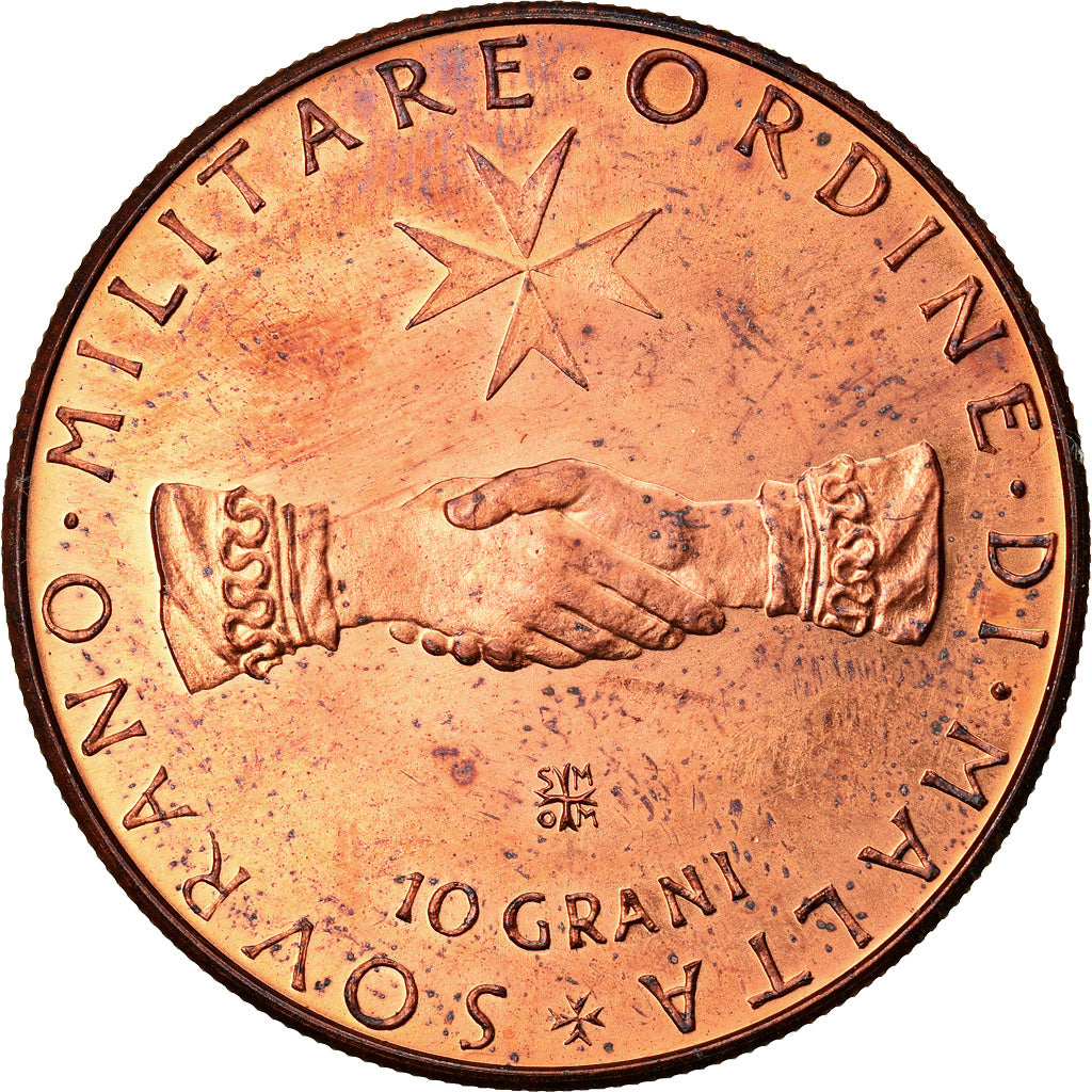 Coin, MALTA, ORDER OF, Angelo de Mojana di Cologna, 10 Grani, 1970, MS(63)