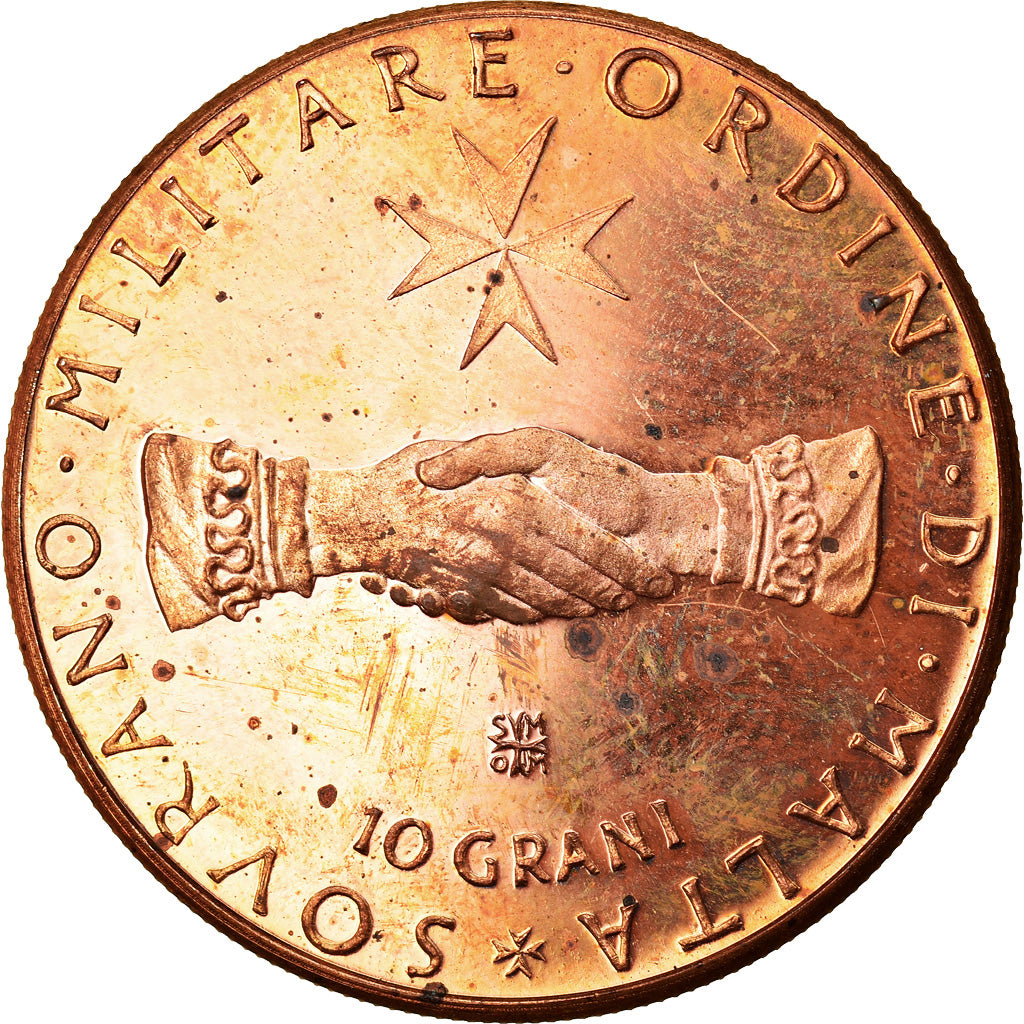 Coin, MALTA, ORDER OF, Angelo de Mojana di Cologna, 10 Grani, 1969, MS(63)