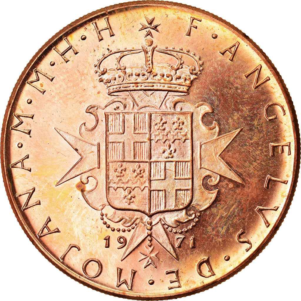 Coin, MALTA, ORDER OF, Angelo de Mojana di Cologna, 10 Grani, 1971, MS(63)