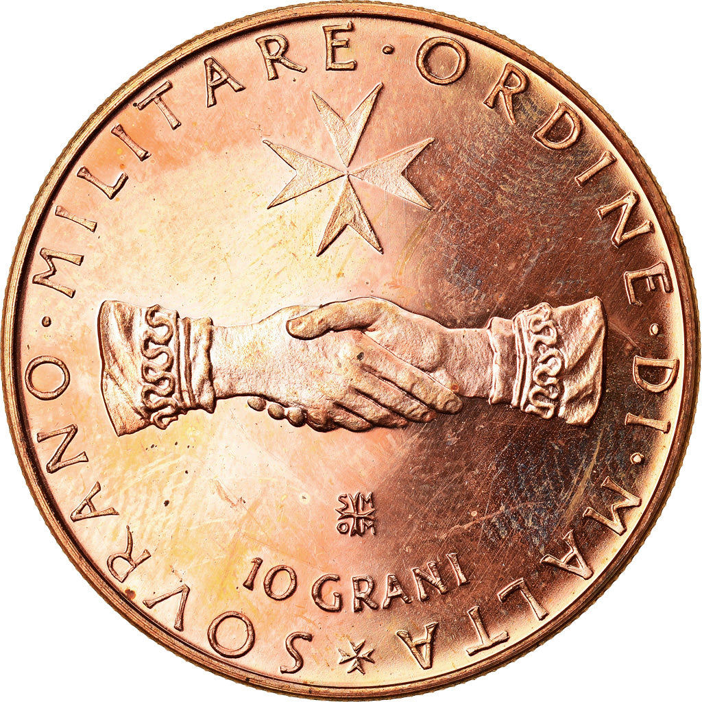 Coin, MALTA, ORDER OF, Angelo de Mojana di Cologna, 10 Grani, 1971, MS(63)