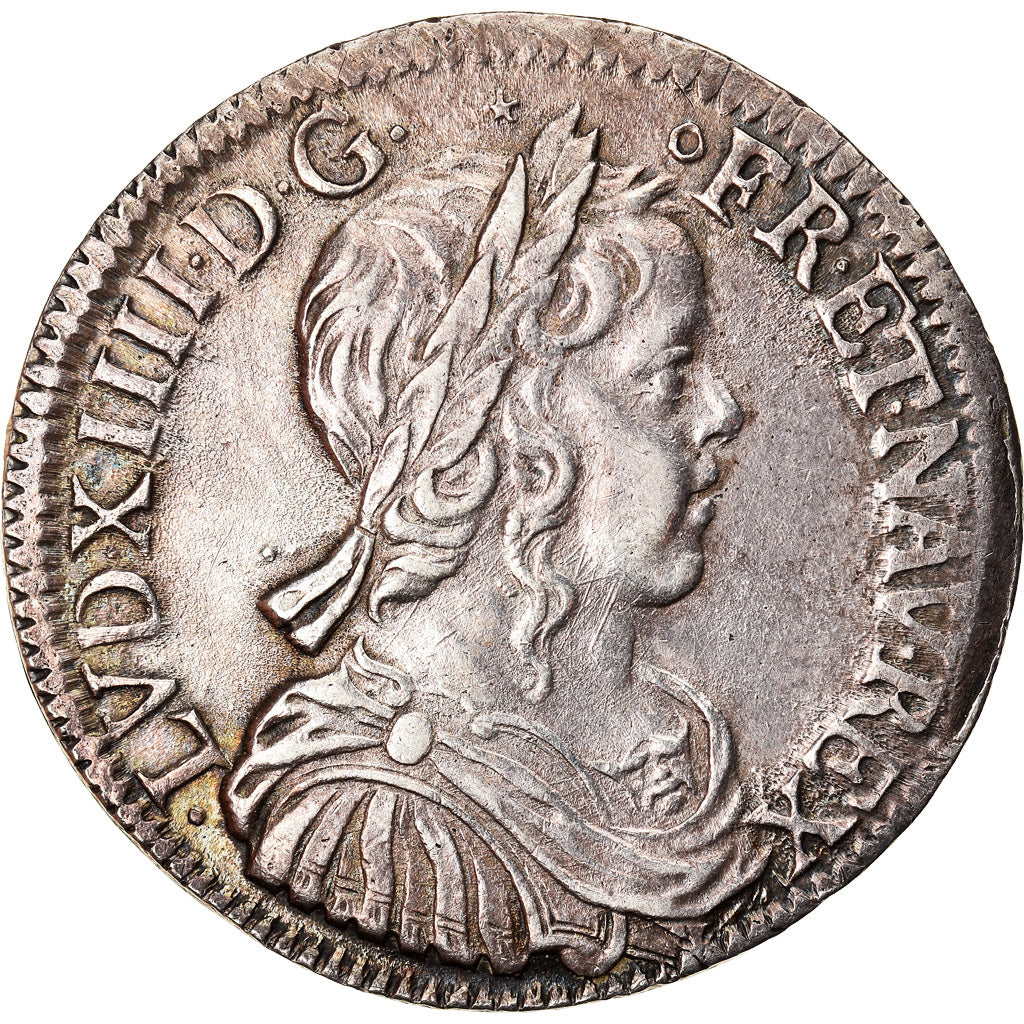 Moneda, Francia, 1/2 Ecu, 1651, Troyes, MBC+, Plata, Gadoury:169