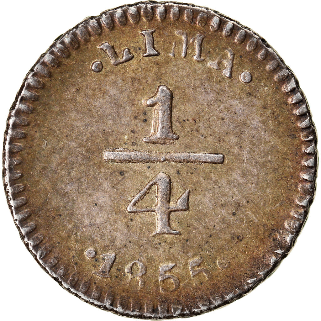 Monnaie, Pérou, 1/4 Réal, 1855, Lima, SUP, Argent, KM:143.1