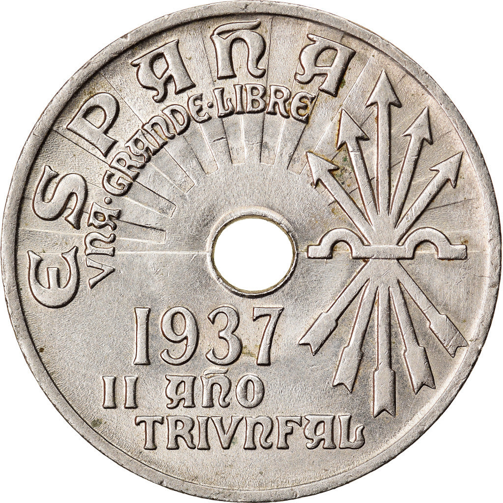 Coin, Spain, 25 Centimos, 1937, Vienna, AU(55-58), Copper-nickel, KM:753