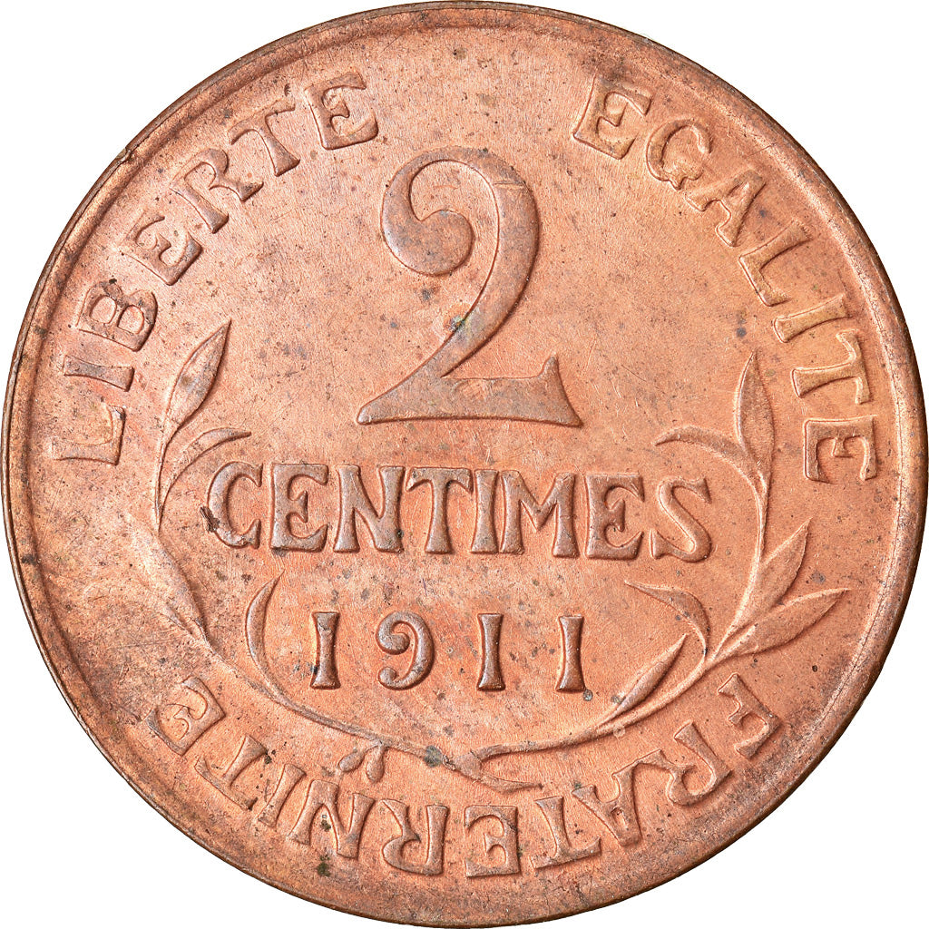 Moneta, Francia, Dupuis, 2 Centimes, 1911, Paris, FDC, Bronzo, KM:841