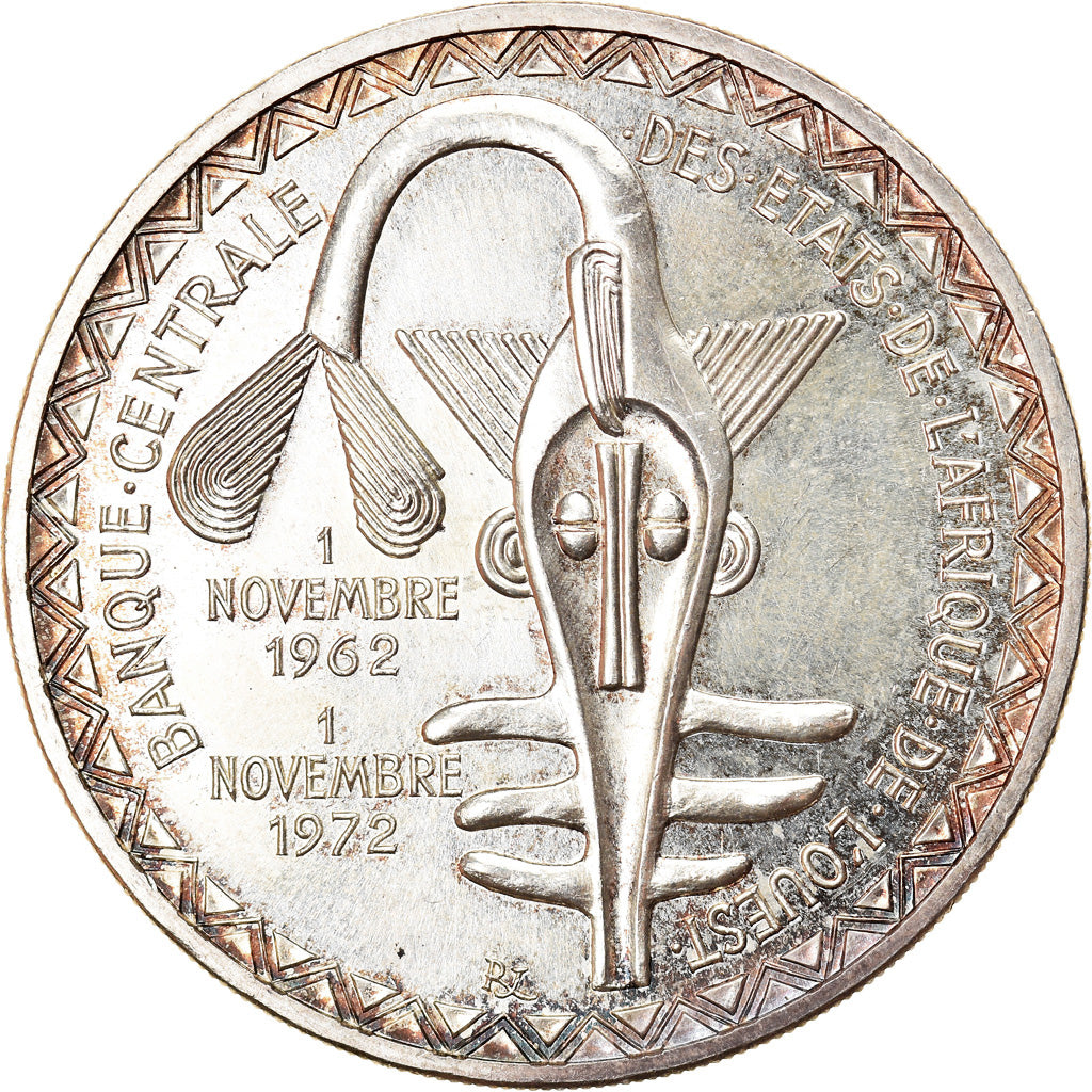 Coin, West African States, 500 Francs, 1972, MS(60-62), Silver, KM:7