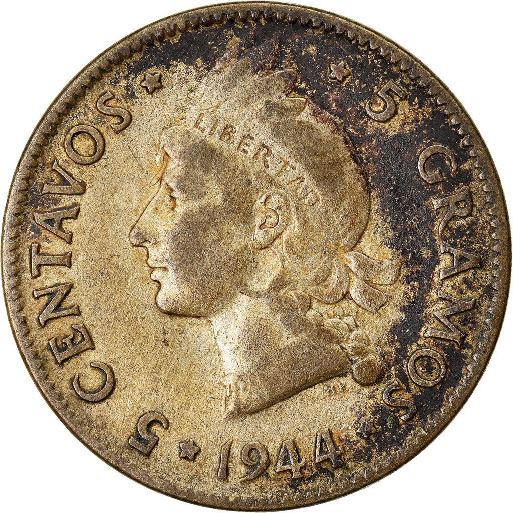 Coin, Dominican Republic, 5 Centavos, 1944, VF(20-25), Silver, KM:18a