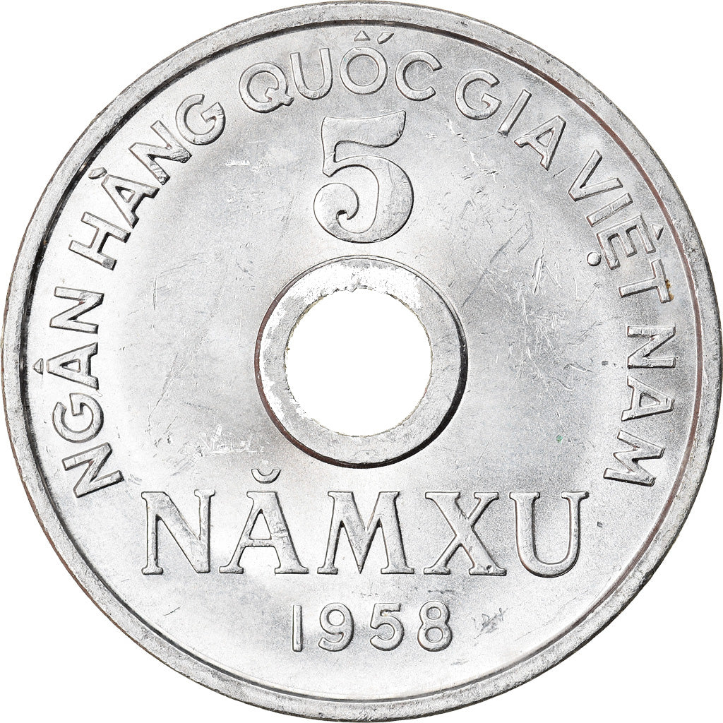 Coin, Vietnam, NORTH VIET NAM, 5 Xu, 1958, Vantaa, MS(60-62), Aluminum, KM:7
