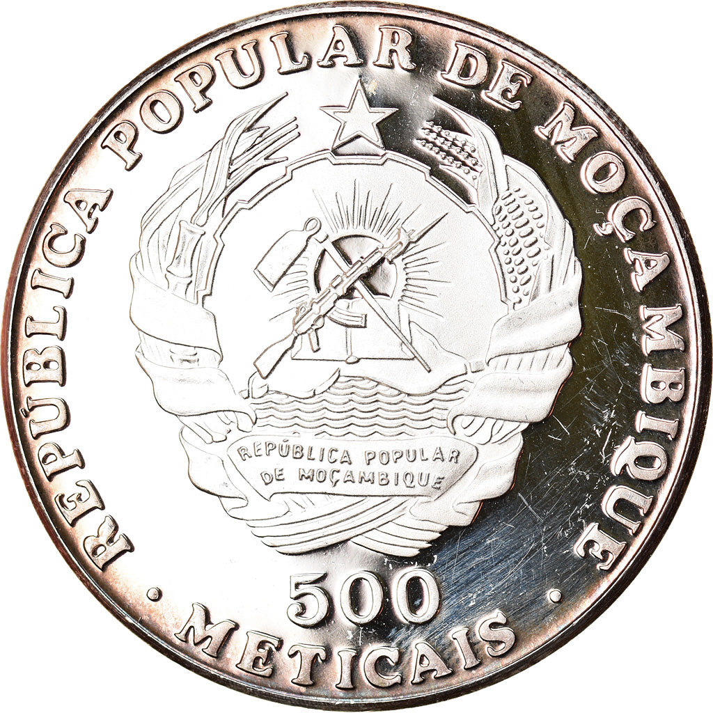 Coin, Mozambique, 500 Meticais, 1989, MS(63), Silver, KM:110
