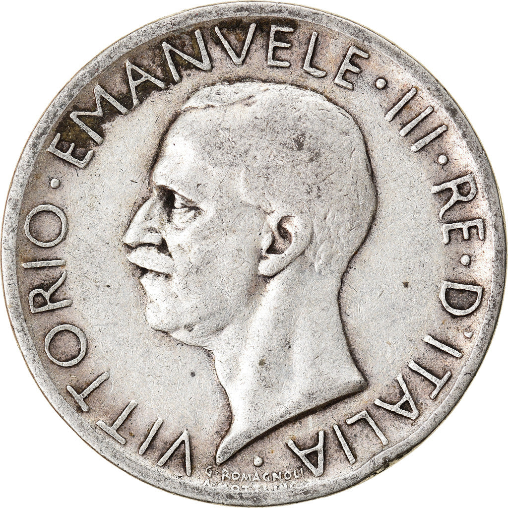 Moeda, Itália, Vittorio Emanuele III, 5 Lire, 1927, Rome, VF(30-35), Prata