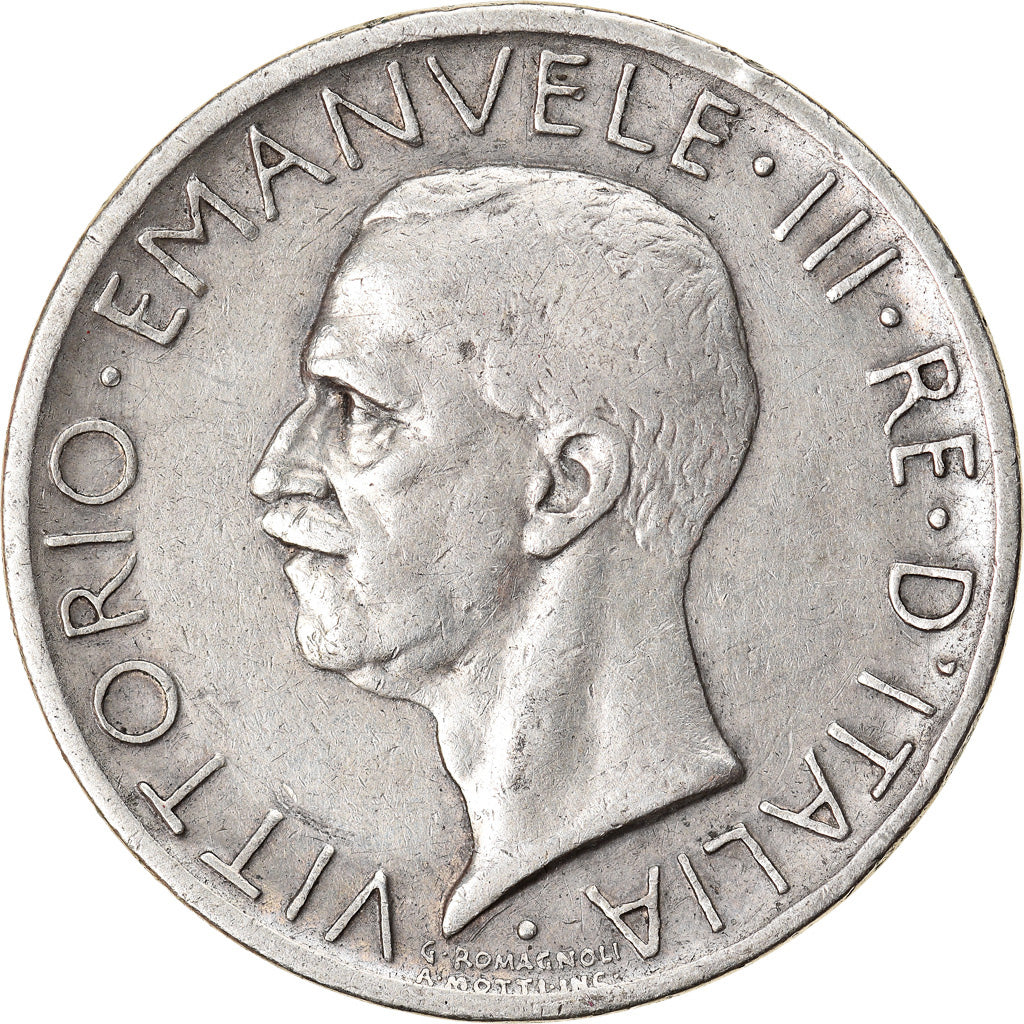 Moeda, Itália, Vittorio Emanuele III, 5 Lire, 1927, Rome, VF(30-35), Prata