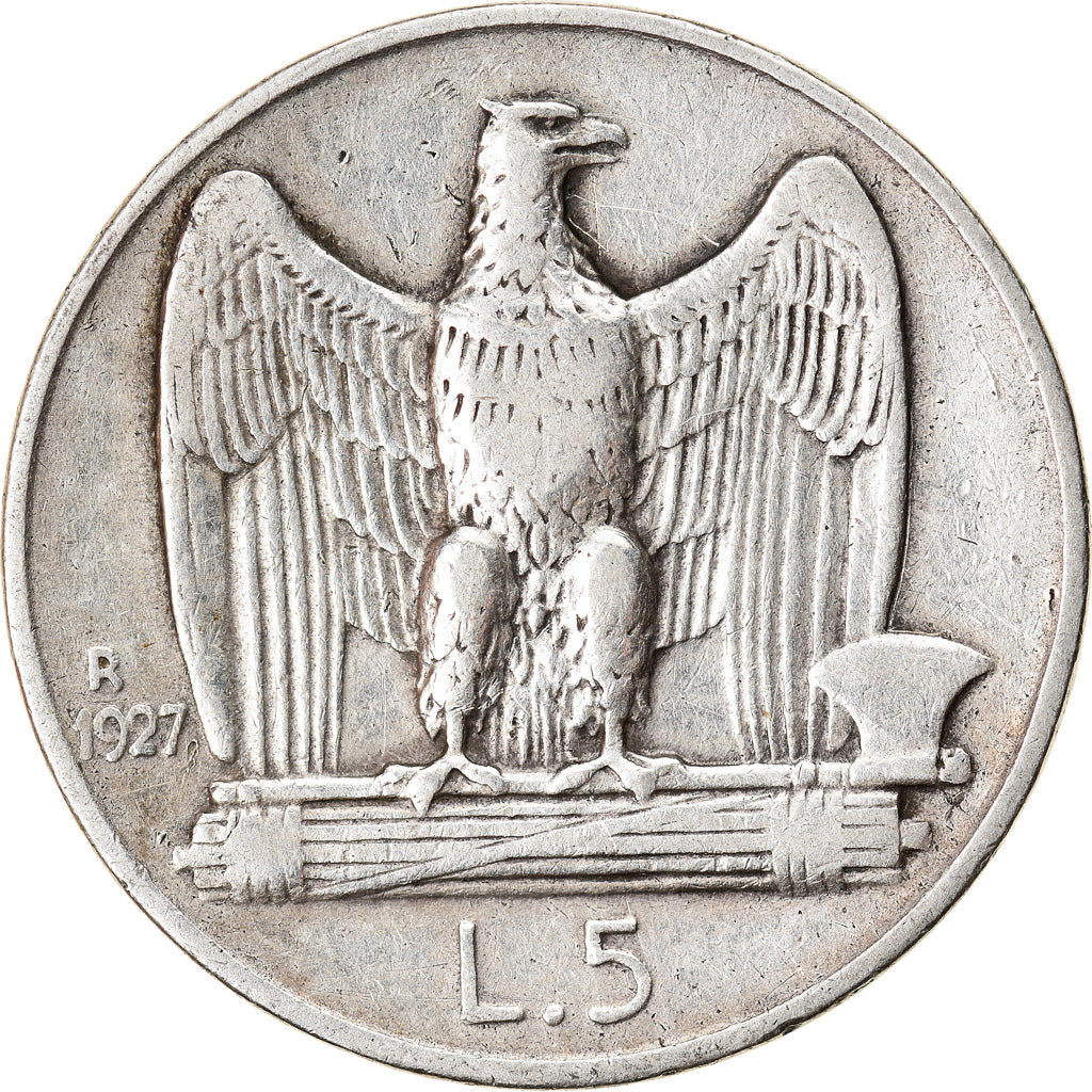 Münze, Italien, Vittorio Emanuele III, 5 Lire, 1927, Rome, S+, Silber, KM:67.2
