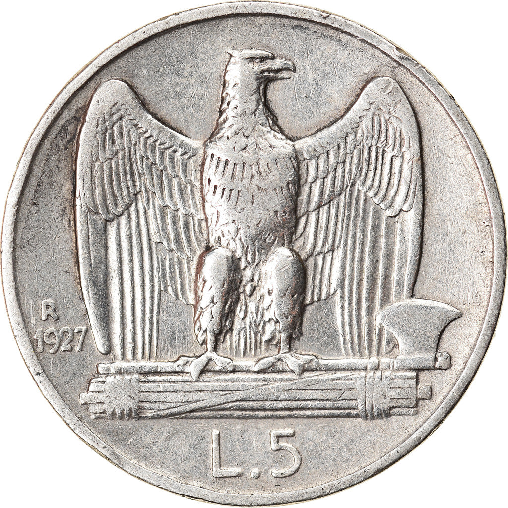 Moneta, Italia, Vittorio Emanuele III, 5 Lire, 1927, Rome, MB+, Argento, KM:67.2