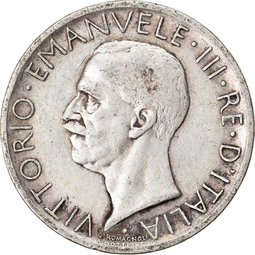Moneta, Włochy, Vittorio Emanuele III, 5 Lire, 1927, Rome, VF(30-35), Srebro