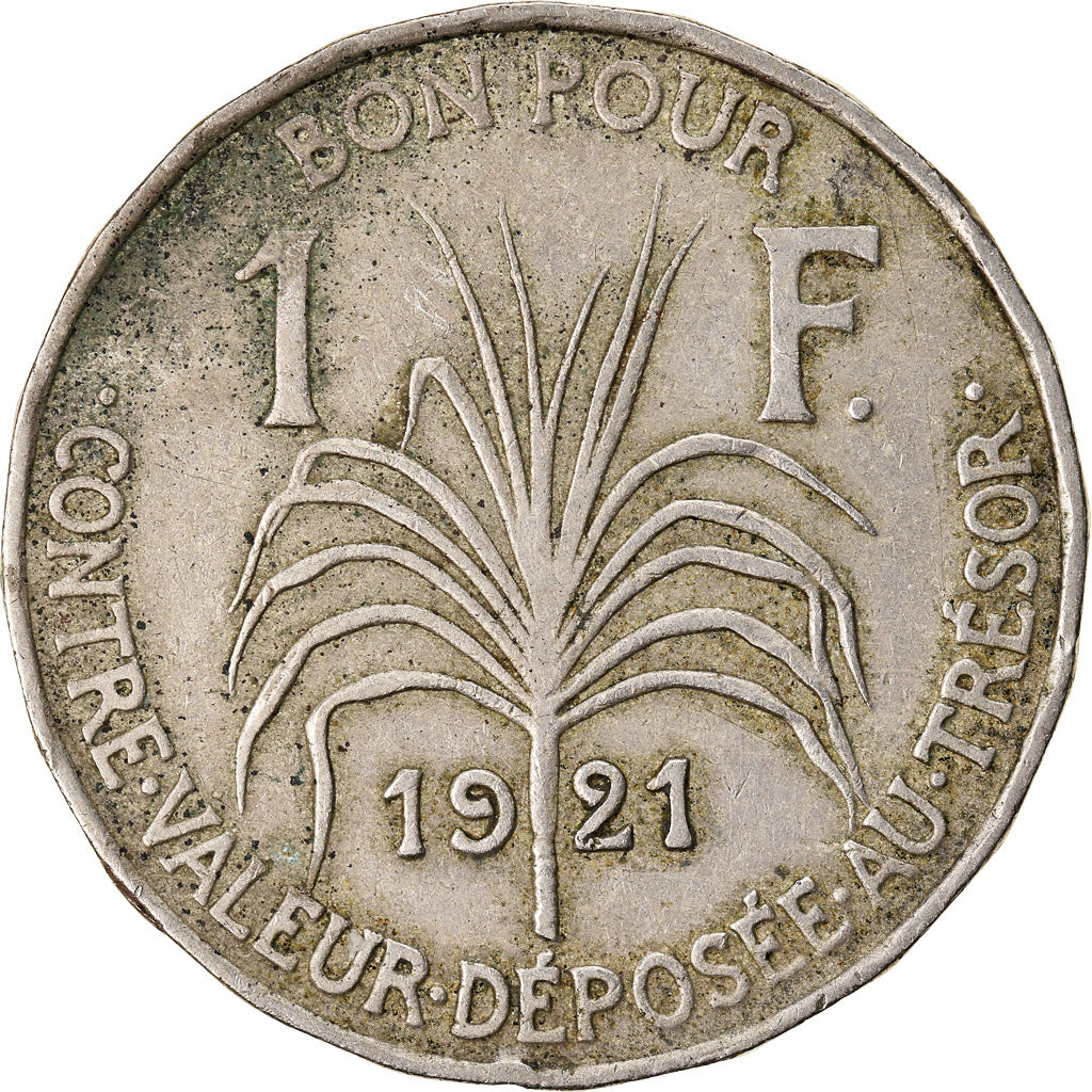 Coin, Guadeloupe, Franc, 1921, VF(30-35), Copper-nickel, KM:46, Lecompte:57