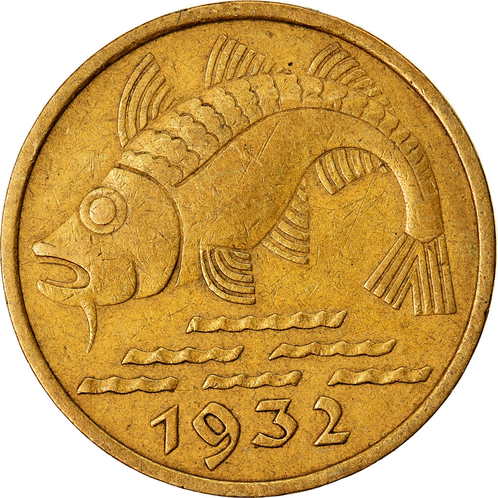 Münze, DANZIG, 10 Pfennig, 1932, SS+, Aluminum-Bronze, KM:152