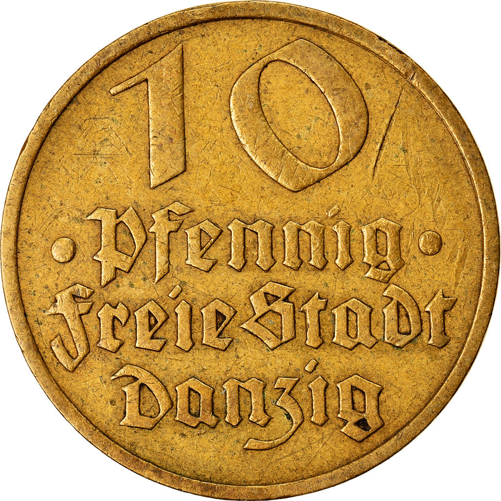 Münze, DANZIG, 10 Pfennig, 1932, SS+, Aluminum-Bronze, KM:152
