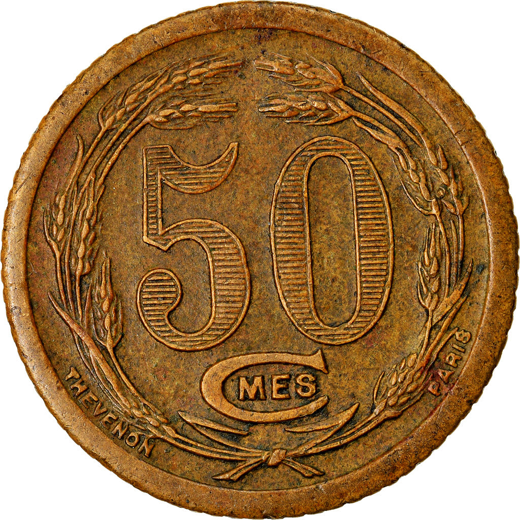 Monnaie, Djibouti, 50 Centimes, 1921, Paris, TTB, Bronze-Aluminum, KM:Tn8