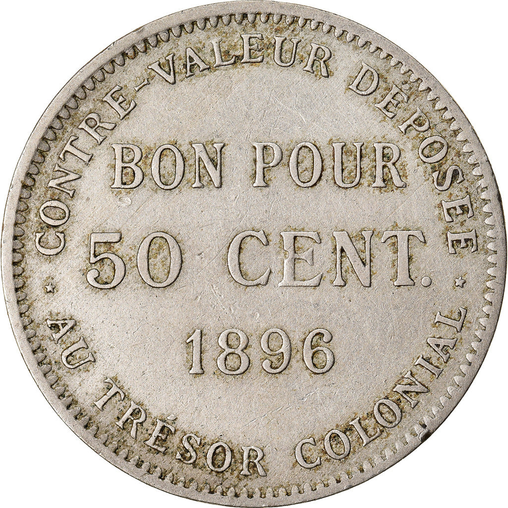 Coin, Réunion, 50 Centimes, 1896, EF(40-45), Copper-nickel, KM:4
