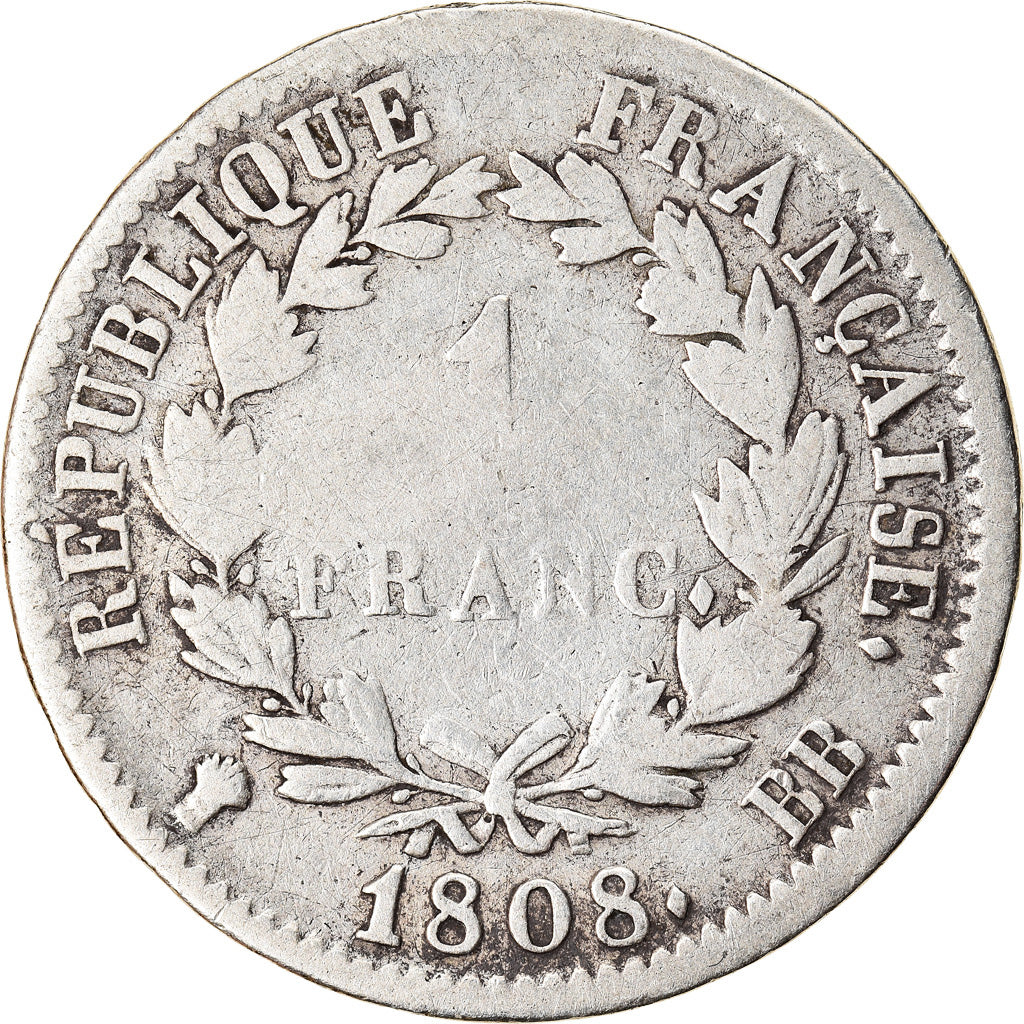 Münze, Frankreich, Napoléon I, Franc, 1808, Strasbourg, SGE+, Silber