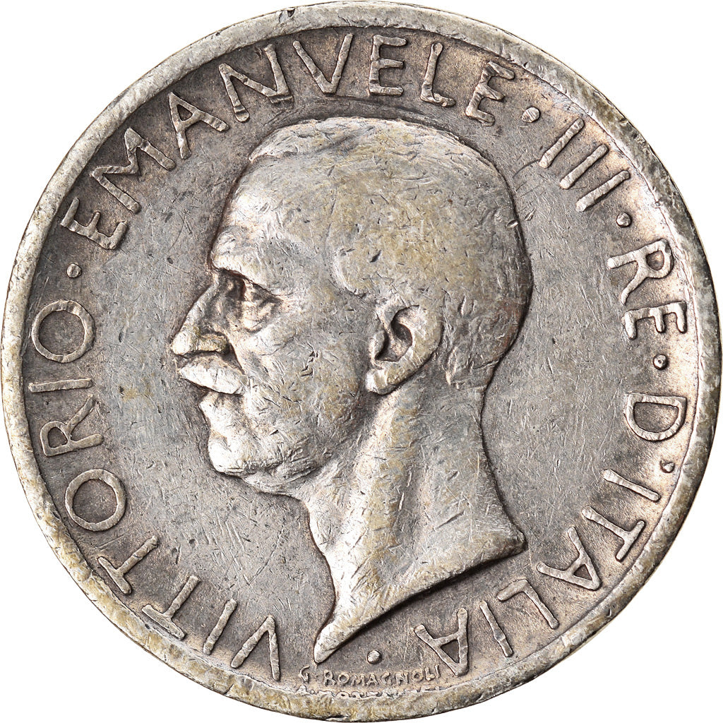 Moeda, Itália, Vittorio Emanuele III, 5 Lire, 1927, Rome, VF(30-35), Prata