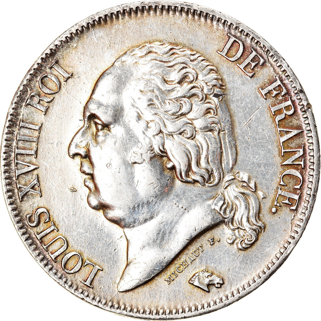 Moneta, Francia, Louis XVIII, 5 Francs, 1824, Toulouse, BB+, Argento, KM:711.9